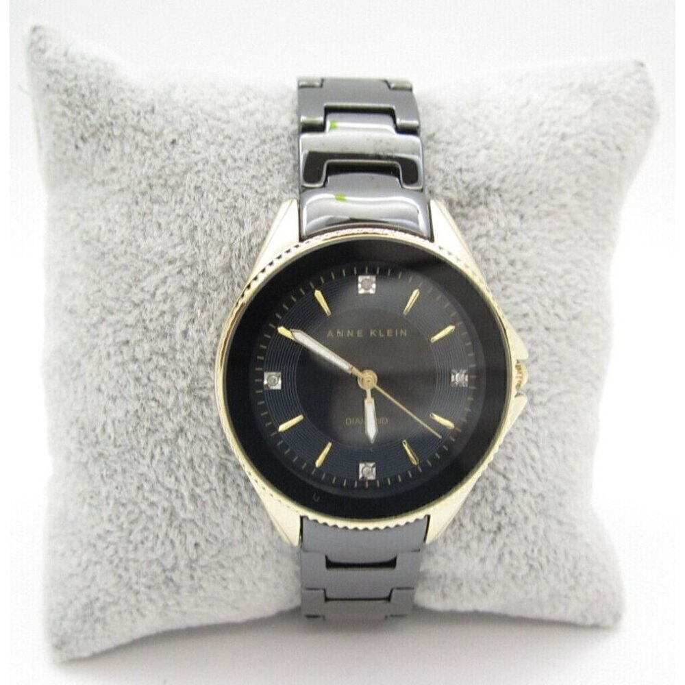Women Anne Klein Ceramic Diamond Quartz 32mm Analog Watch (G843) "New‎ Battery"
